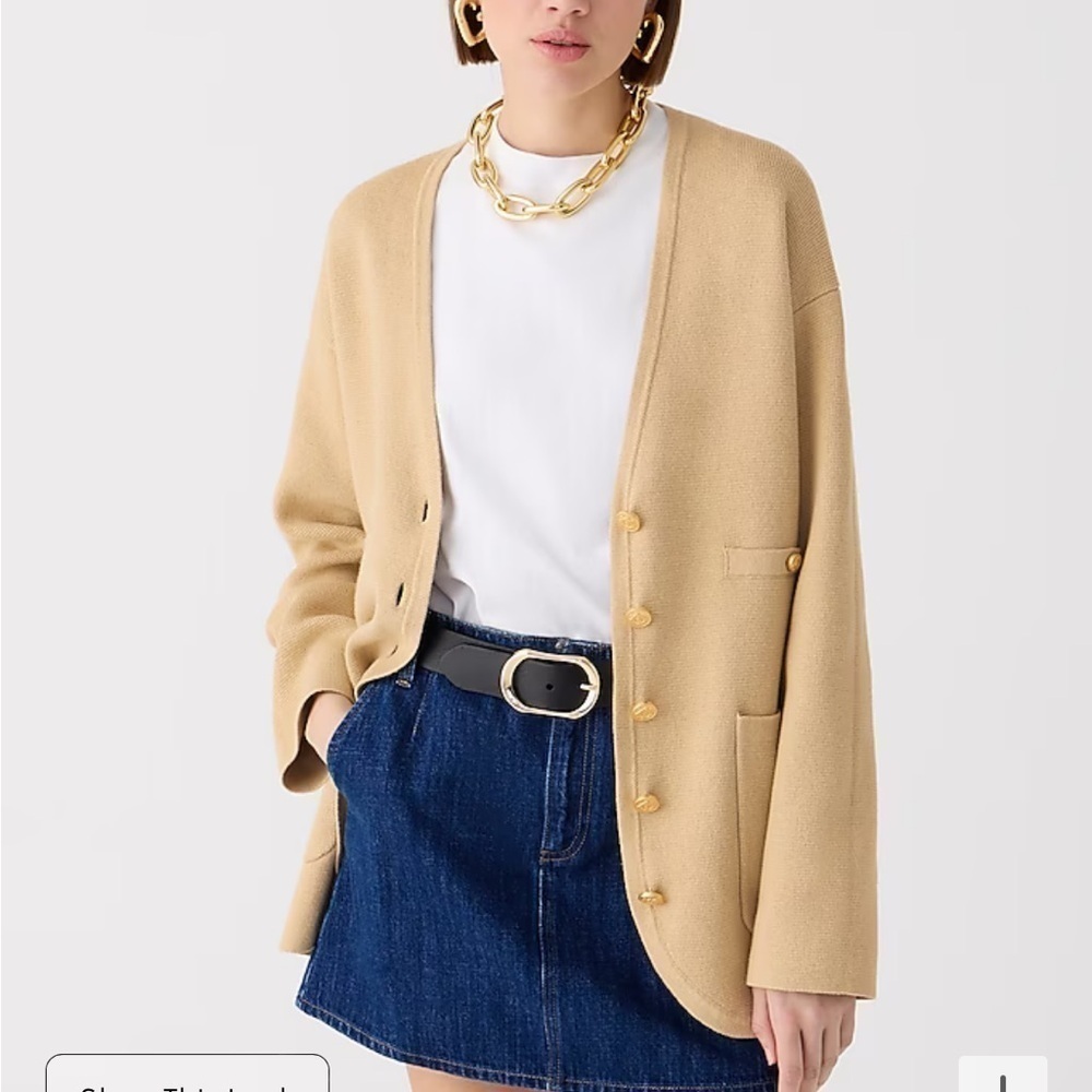 J crew Long V-neck sweater blazer light khaki